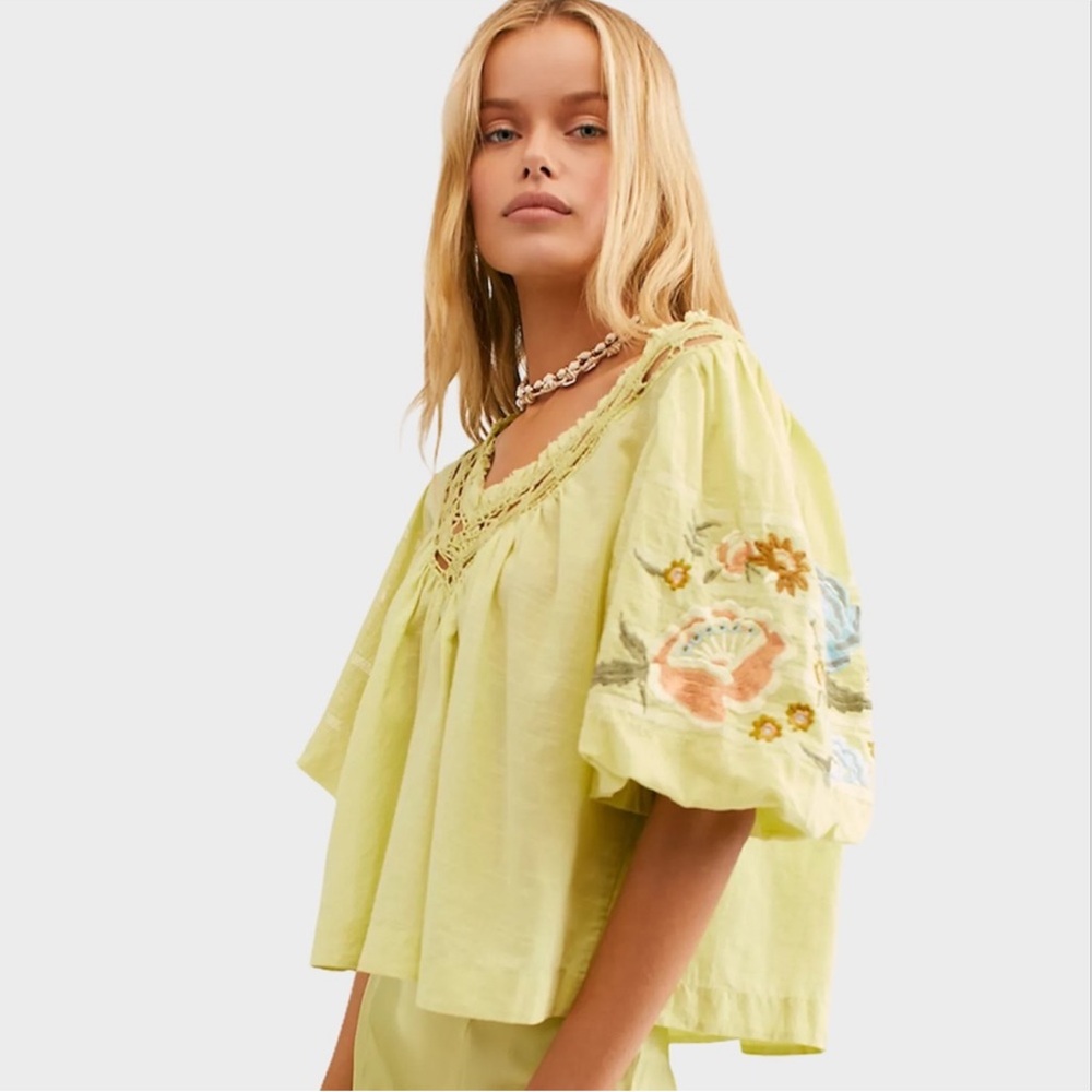 Free People Bohemia embroidered top